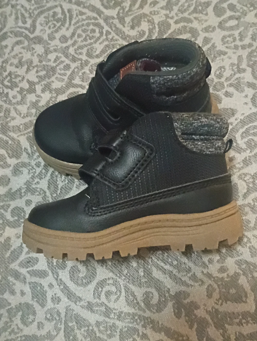 Carter's Black and Tan Toddler Hook-and-Loop Ankle Boots. 6